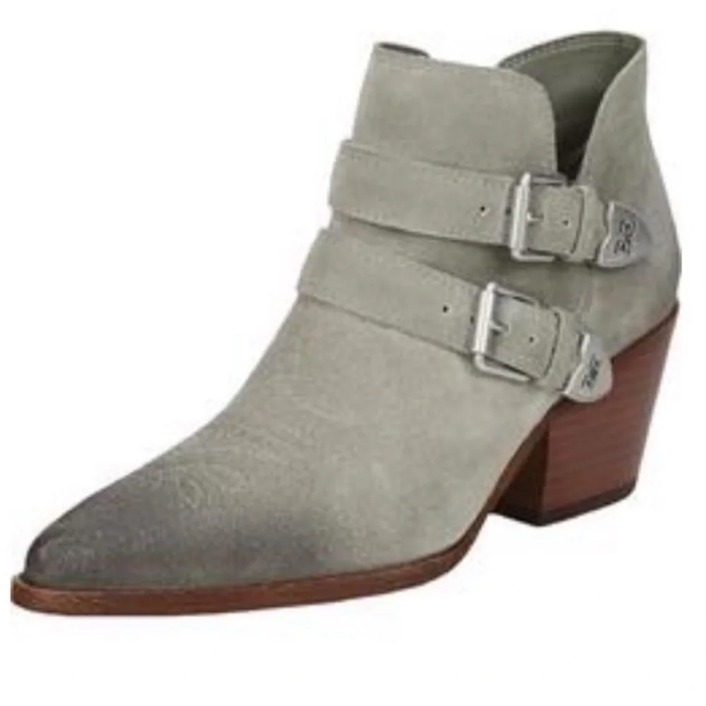 Sam Edelman western booties Windsor‎ sea foam suede oiled front look Sz 10 W